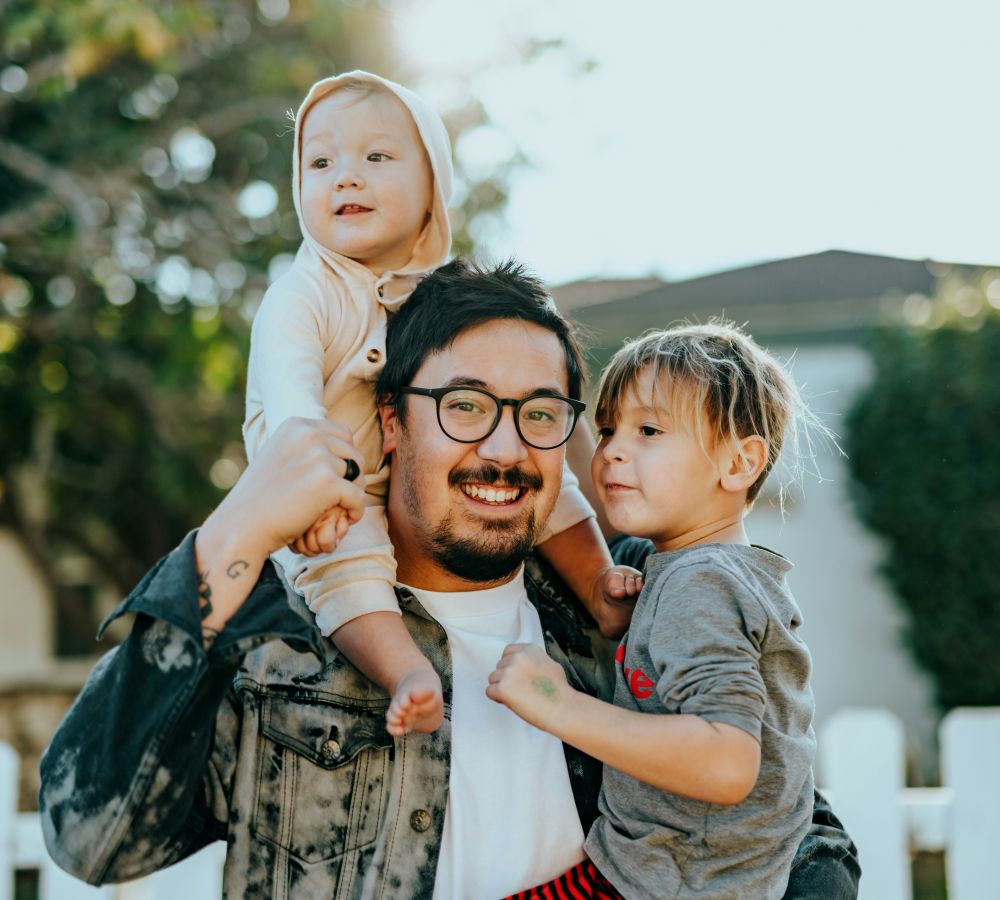 Mountain Crest Reserve resident father with his two young children