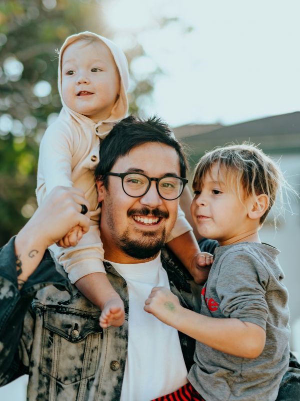 Mountain Crest Reserve resident father with his two young children
